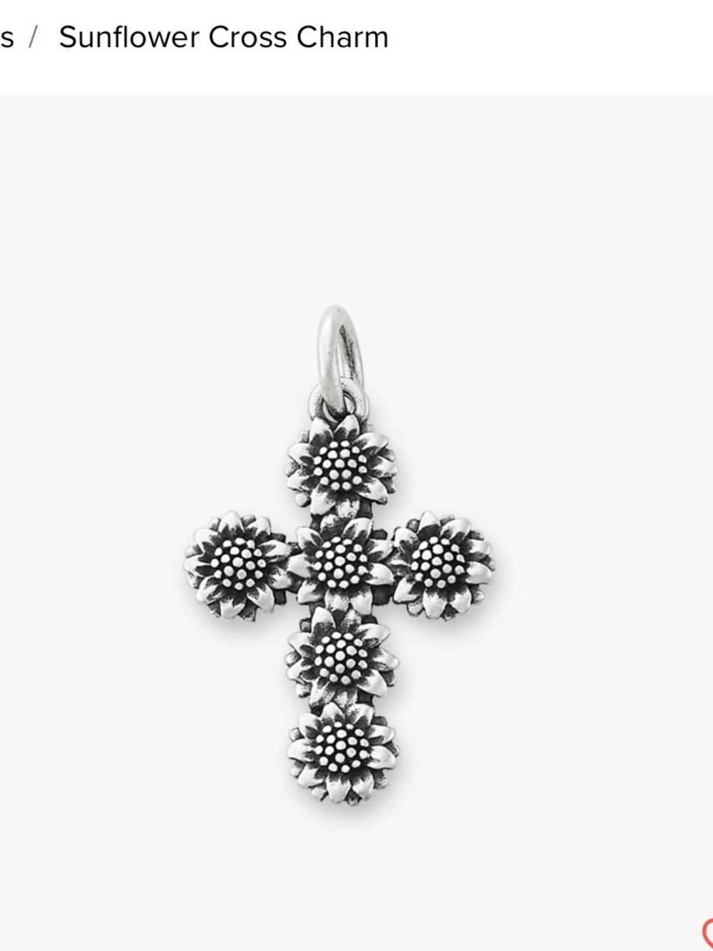 James Avery Silver Sunflower Cross Pendant